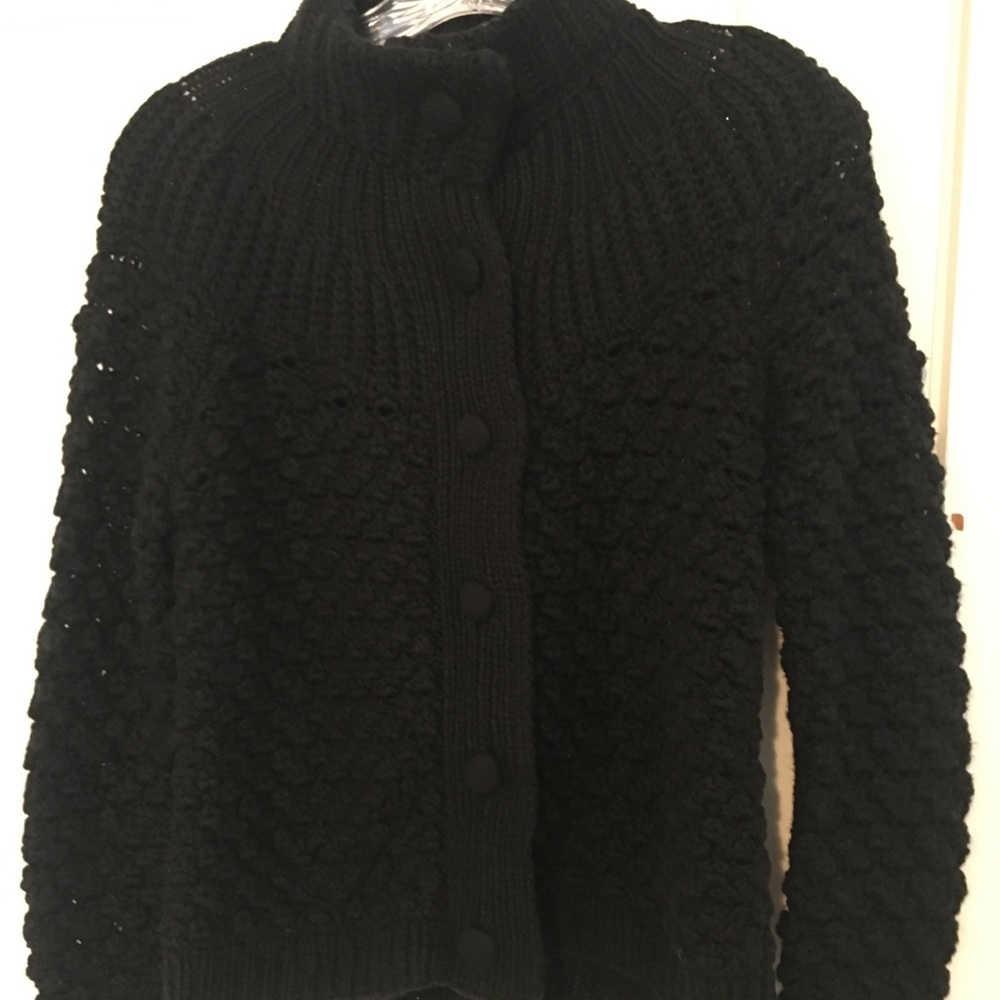 Moda International Black Button-up Wool Sweater